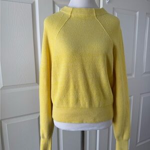 Free People Sunny Yellow Ribbed Crewneck Sweater small